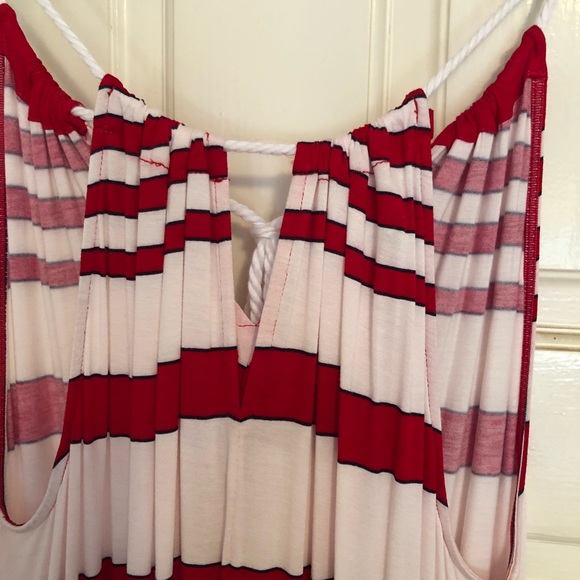 Full length MAXI resort style dress red/white - Picture 2 of 6